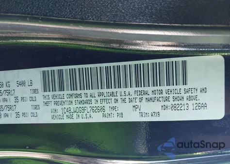 2015 Jeep Wrangler Unlimited Sport z USA, uszkodzony, nr VIN 1C4BJWDG9FL762606